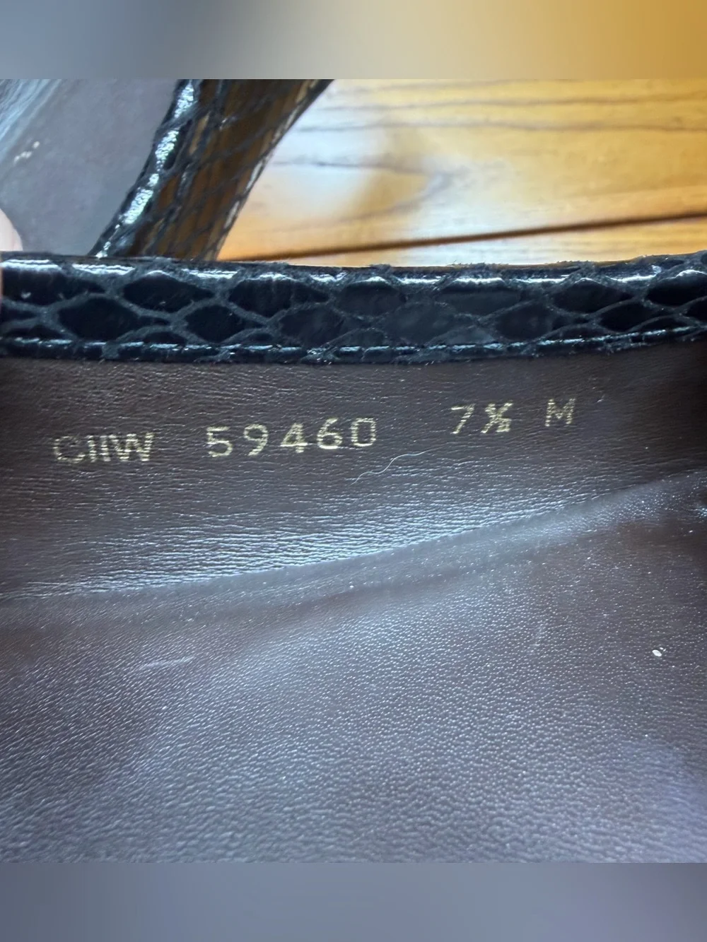 Stuart Weitzman Black Snake Embossed Patent Leather Loafers Flats 7.5M
